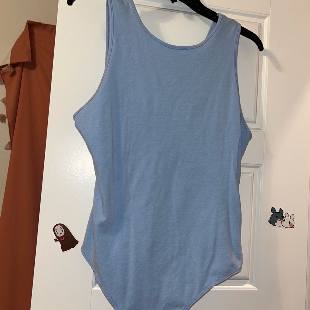 American Eagle Outfitters Blue Sleeveless Fitted Bodysuit